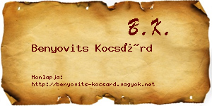 Benyovits Kocsárd névjegykártya